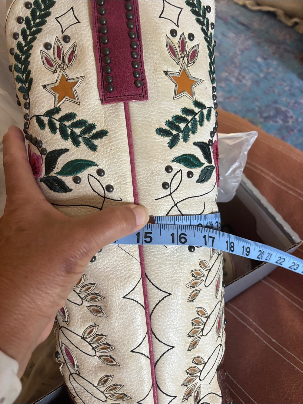 RARE 🌺Old Gringo Cream Leather Boots with Brown and beautiful Embroidery - Picture 13 of 15